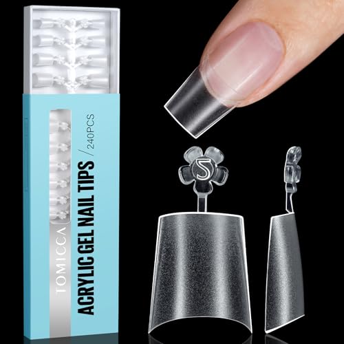 TOMICCA Short Coffin Nail Tips - 240 Pcs Half Cover Acrylic