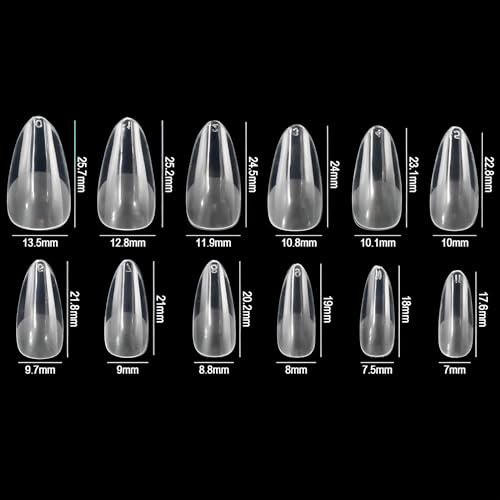 RIKWOG Almond Gel Nail Tips - 600PCS Pre-Etched Clear Fake Nails
