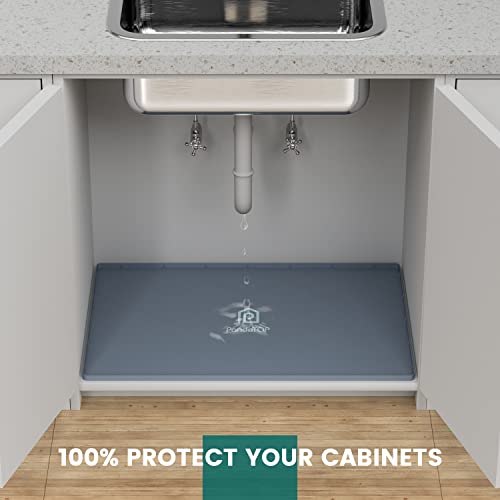 Waterproof Silicone Under Sink Mat 34" x 22" for Kitchen & Bathroom