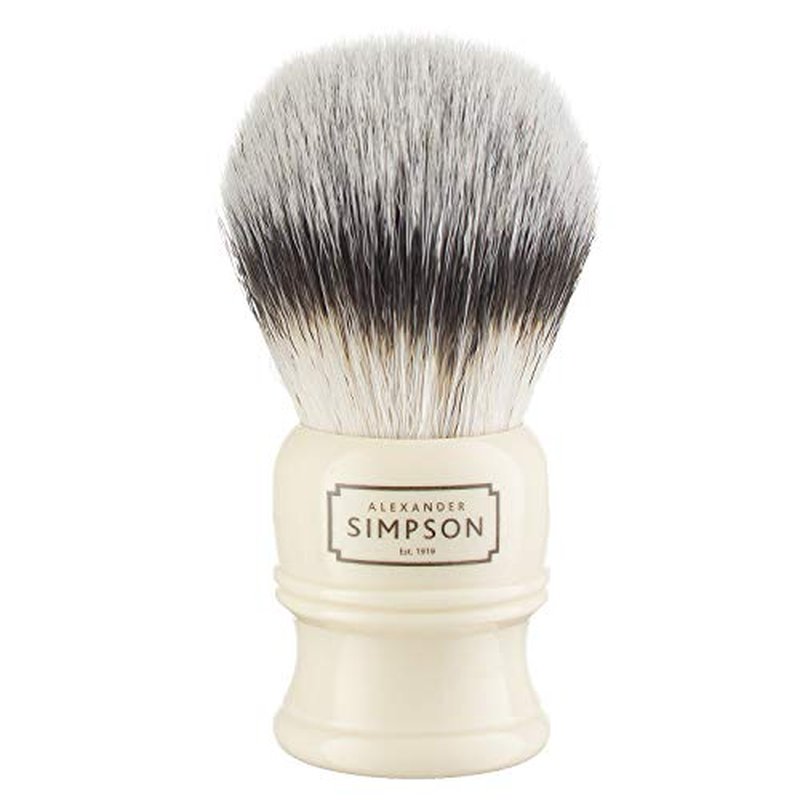 Alexander Simpsons Trafalgar 3 Shaving Brush - T3 Synthetic High Density Fibre Faux Handle Ivory - Simpson Shaving Brushes - Wet Shave Deluxe Thick & Luxurious Lather Dense Extra Soft Bristles