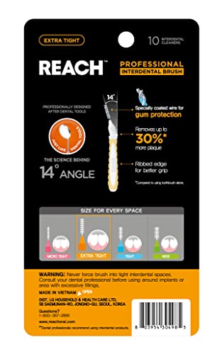 Reach Interdental Brush Cleaners 0.7mm, 10 Count (Pack of 2) - Sensitive Gum Protection