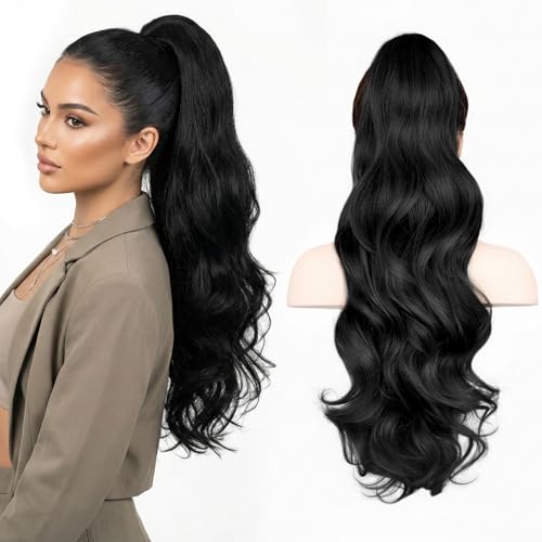 Natural Black 26" Ponytail Extension with Claw Clip - Lightweight & Easy to Wear