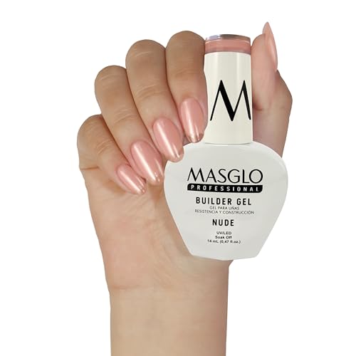 MASGLO Professional Builder Gel - Vegan Soak-Off Nail Extension Formula, Self-Leveling, 0.47 fl oz