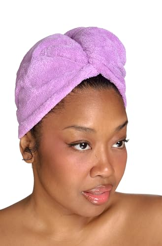 Purple Mango Microfiber Hair Towel Wrap for Curly & Wavy Hair - Fast Drying, Gentle, Lightweight, with Button Loop