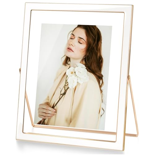 8x10 Gold Floating Picture Frame with Enamel Finish - Vertical Display