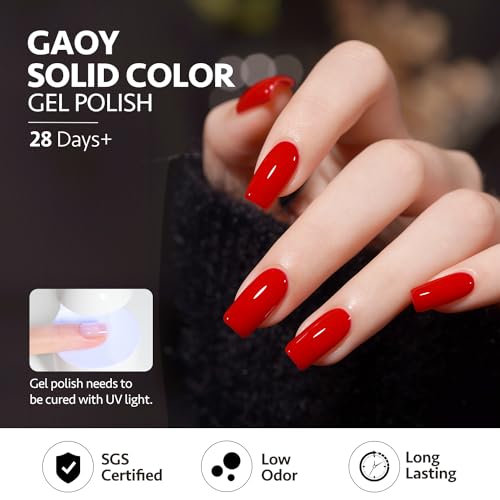 GAOY Red Gel Nail Polish Set - 8 Colors Red Burgundy Scarlet for Party & Nail Art DIY, Red Party Variant