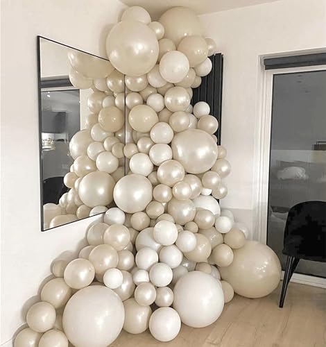 18-Inch Pearl White Sand Balloons - 12 PCS Extra Large Latex for Weddings & Parties