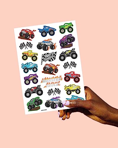 Monster Truck Temporary Tattoos - 42 Metallic Designs for Parties