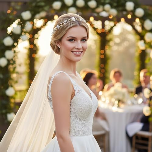 Elegant Flower Girl Headband with Pearls - Handmade Wedding Accessory