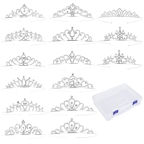 15 Pcs Rhinestone Tiara Crown Headband Set for Girls and Women