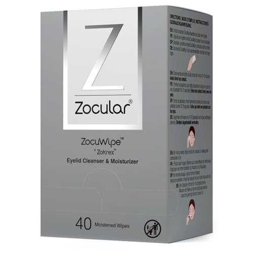 Zocular Zocuwipe Eyelid Wipes with Natural Okra Complex ? Gentle Eyelid Cleansing & Moisturizing Pads ? 40 Count