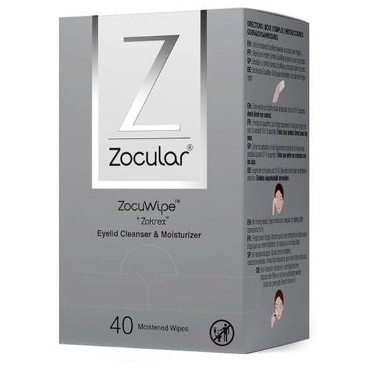 Zocular Zocuwipe Eyelid Wipes with Natural Okra Complex ? Gentle Eyelid Cleansing & Moisturizing Pads ? 40 Count