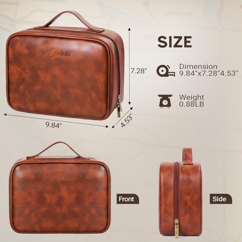 MaqSacion PU Leather Toiletry Bag for Men, 5L Water-Resistant Travel Organizer