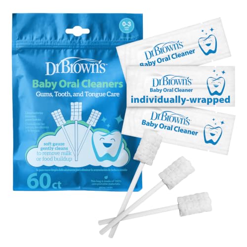 Dr. Brown's Baby Oral Cleaners - Soft Disposable Gauze Brush, 60 Count