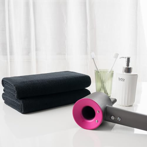 MICROFI Black Microfiber Hair Drying Towels - Quick Dry, Lint Free, 2 Pack