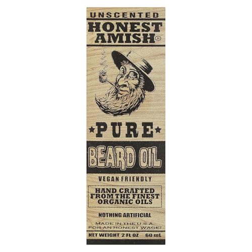 Honest Amish Beard Oil for Men - Fragrance Free, 2 oz - Organic & Handcrafted