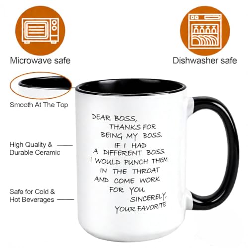 Funny Boss Mug - Dear Boss Coffee Cup, 15oz Ceramic Gift