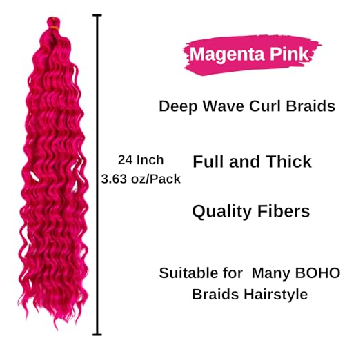 Leticia 26 Inch Pre-Stretched Magenta Pink Braiding Hair - 5 Packs