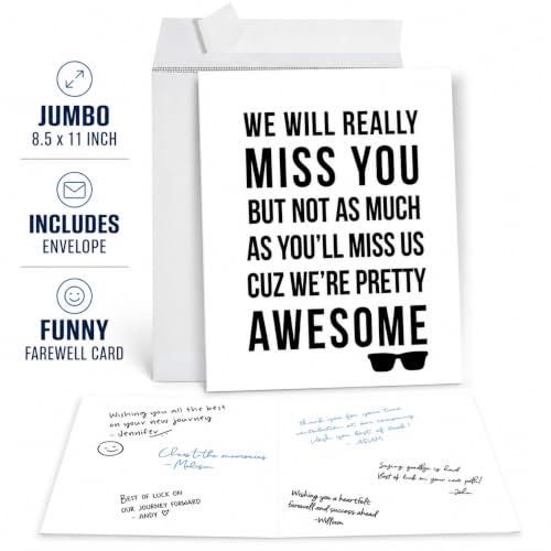 Funny Jumbo Retirement Card with Envelope - 8.5 x 11 Inch