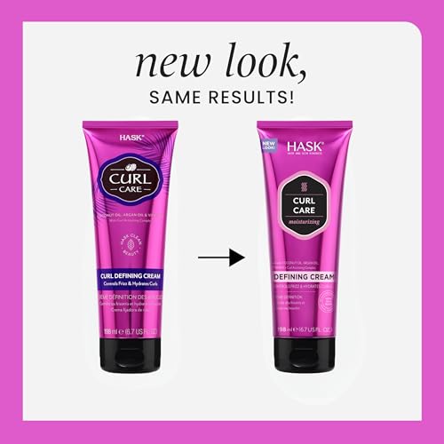 HASK Curl Care Coconut Defining Cream - Frizz-Free Hair Styling, 6.7 oz (2 Pack)