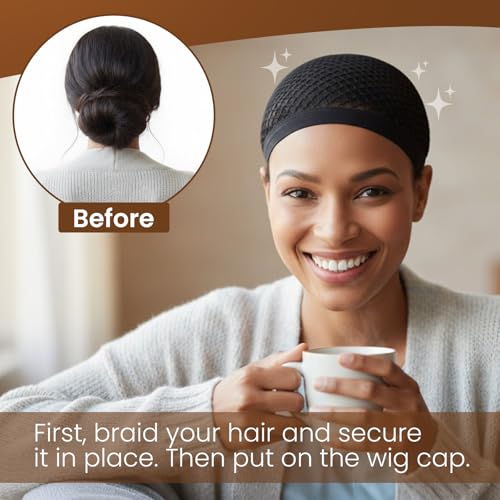 6 Pack Black Mesh Wig Caps for Women, Non-Slip & Breathable Hair Nets