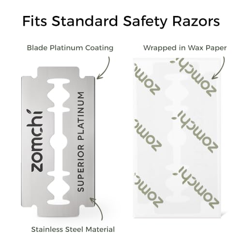 ZOMCHI Double Edge Razor Blades - 20 Stainless Steel Refill Blades for Safety Razors