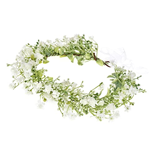 June Bloomy White Bridal Flower Crown for Women & Maternity - Rose & Leaf Headband, Wedding & Photo Prop B-White