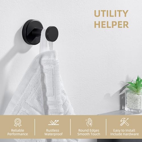 Matte Black Towel Hook - Heavy Duty SUS304 Stainless Steel
