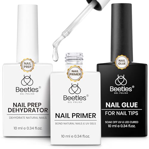 Beetles Gel Nail Glue Kit - 10ml Nail Dehydrator & Primer Set