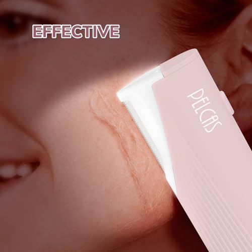 Pelcas Electric Dermaplaning Tool Kit for Face with LED Light - Painless Exfoliation
