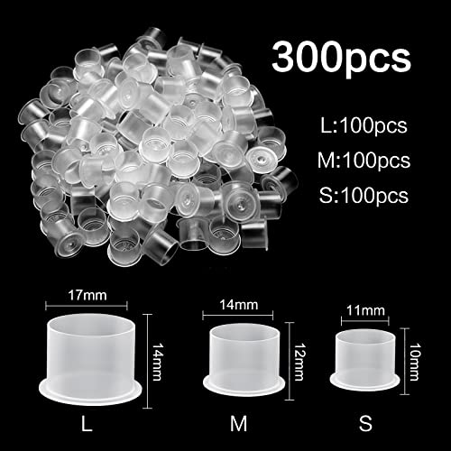 Yangna 300pcs Tattoo Ink Cups Set Mixed Sizes #11/#14/#17mm with Sturdy Base for Artists & Beginners