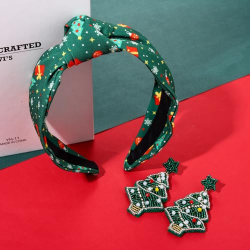 YAHPERN Christmas Headband for Women – Reindeer, Snowflake, Tree & Candy Cane Knit Festive Hair Accessory