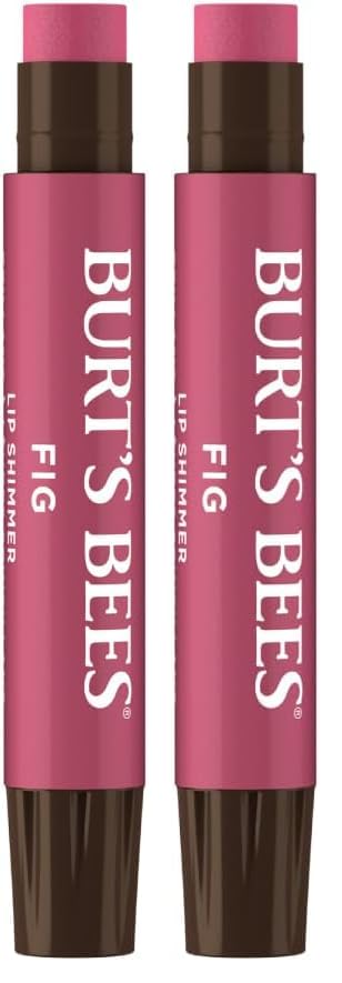 Burt's Bees Fig Lip Shimmer - Moisturizing Natural Lip Gloss with Vitamin E & Coconut Oil, Pack of 2, 0.09 oz each