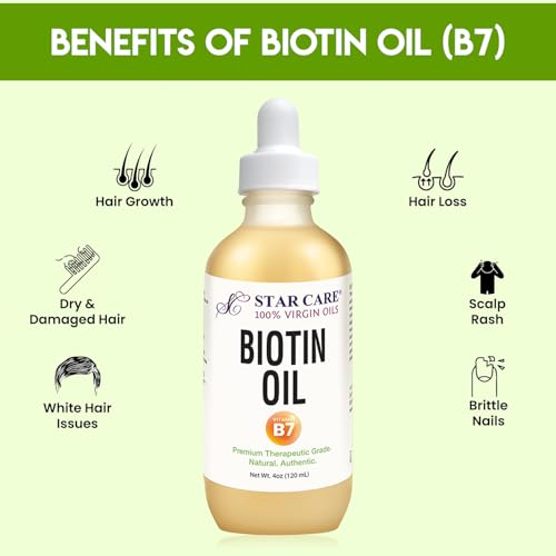 STAR CARE 100% Virgin Biotin Oil for Hair Growth and Skin Care, 4oz