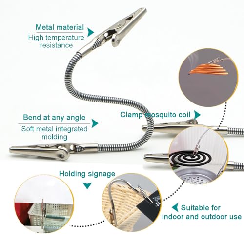 Adjustable Mosquito Coil Holder Clip - Flexible Metal Stand for Indoor Outdoor Use