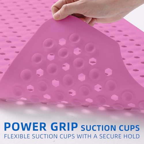 ZHICHENG Non-Slip Bath Mat 39 x 16 Inch - Machine Washable with Drain Holes