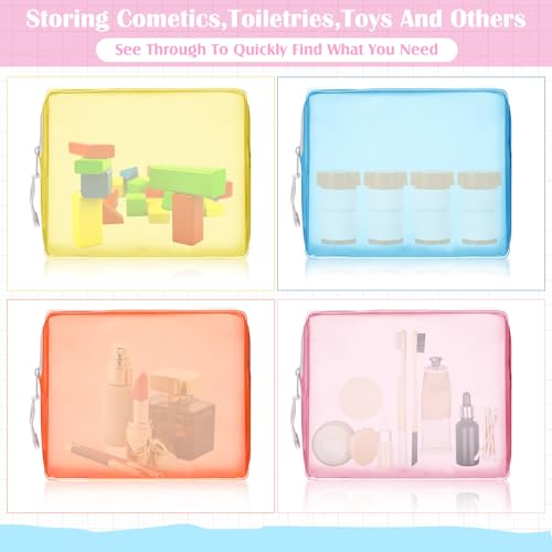 Pastel TSA Approved Travel Toiletry Bags - 4 Pack Leak-proof Makeup Organizer (8.5 x 6.3 x 2.9 Inch)