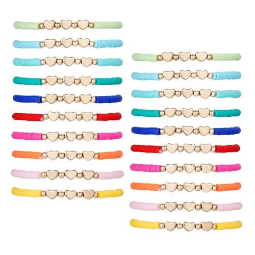 20 Pack Colorful Heart Friendship Bracelets for Gifts