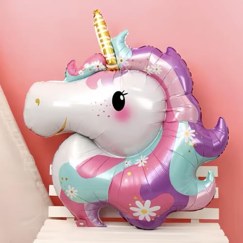 Unicorn Foil Balloons Set – 4 Large Rainbow Balloons for Birthday Party
