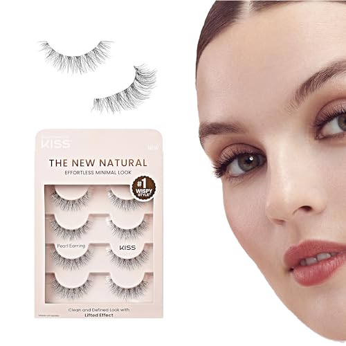 KISS Natural False Eyelashes 12mm Pearl Earring Style 4 Pairs Pack of 1
