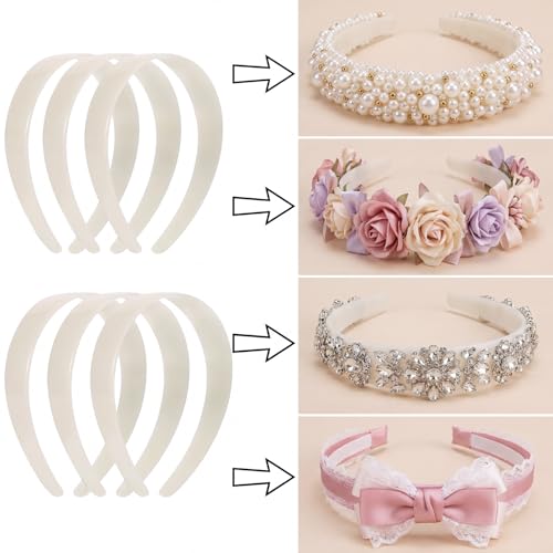 20 Pcs White Plastic Headbands for Crafts DIY Accessories Bulk 1 Inch