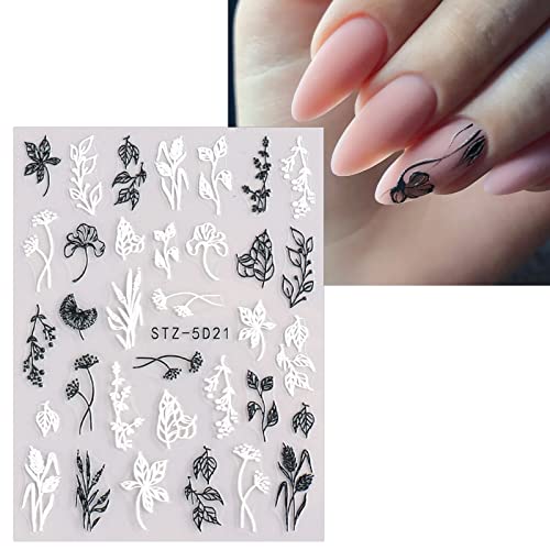 Self-Adhesive 3D Floral Nail Art Stickers - 4 Sheets