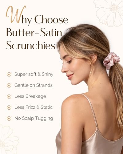 YANIBEST Classic Satin Scrunchies Set – 6 Assorted Hair Ties for Women & Girls