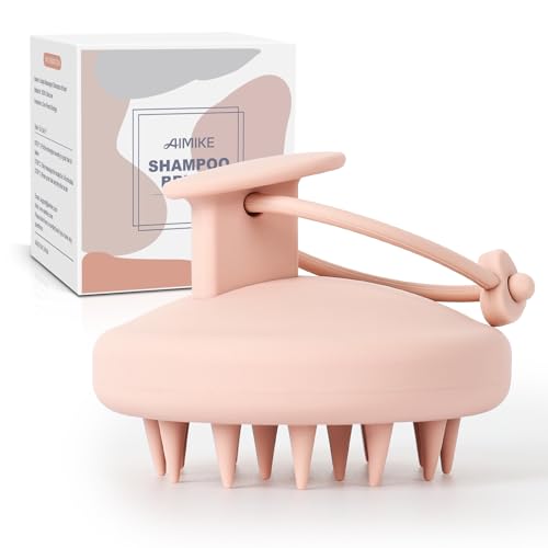 AIMIKE Morandi Pink Scalp Massager Brush | Soft Silicone Hair Scrubber