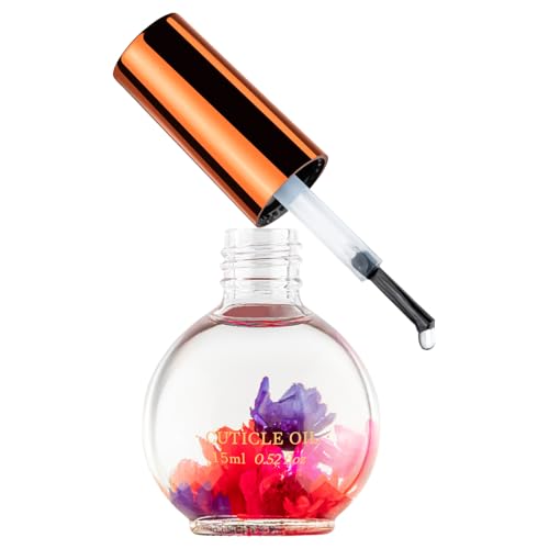 JIASHENG Rose Cuticle Oil with Real Flowers - 15ml Hydrating Nail Oil