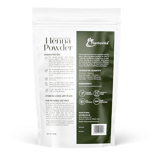 Pure Henna Powder for Hair Coloring - 14.11 oz | Plant-Based, No Chemicals