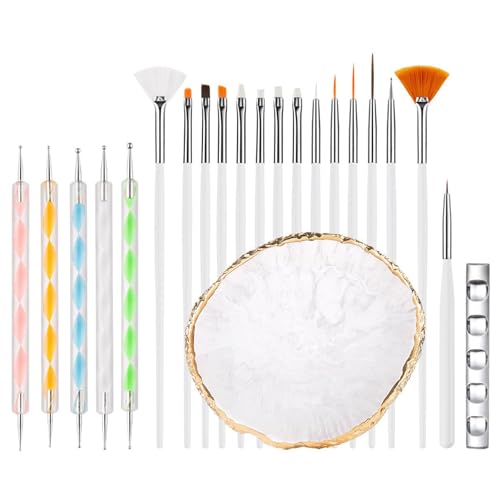 22-Piece Professional Nail Art Brush Set with Resin Palette