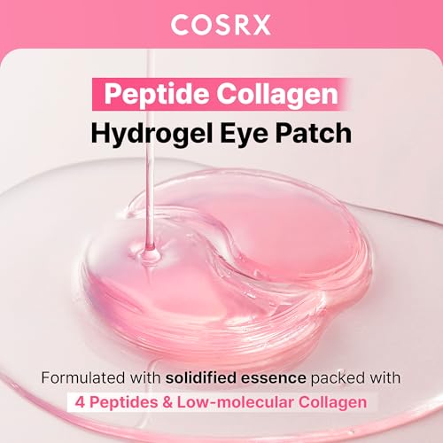 COSRX Pink Peptides Collagen Hydrogel Eye Patches - 60 Count Depuffing Mask