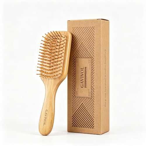 GAVIVOL Bamboo Hair Brush – Detangling Paddle Brush for All Hair Types