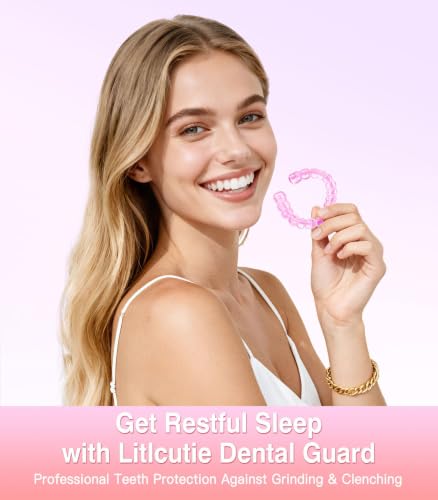 Litlcutie Mouth Guard for Teeth Grinding - Pink & Clear, 4 Pack (2 Large + 2 Small)